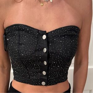 Black Strapless Studded Top